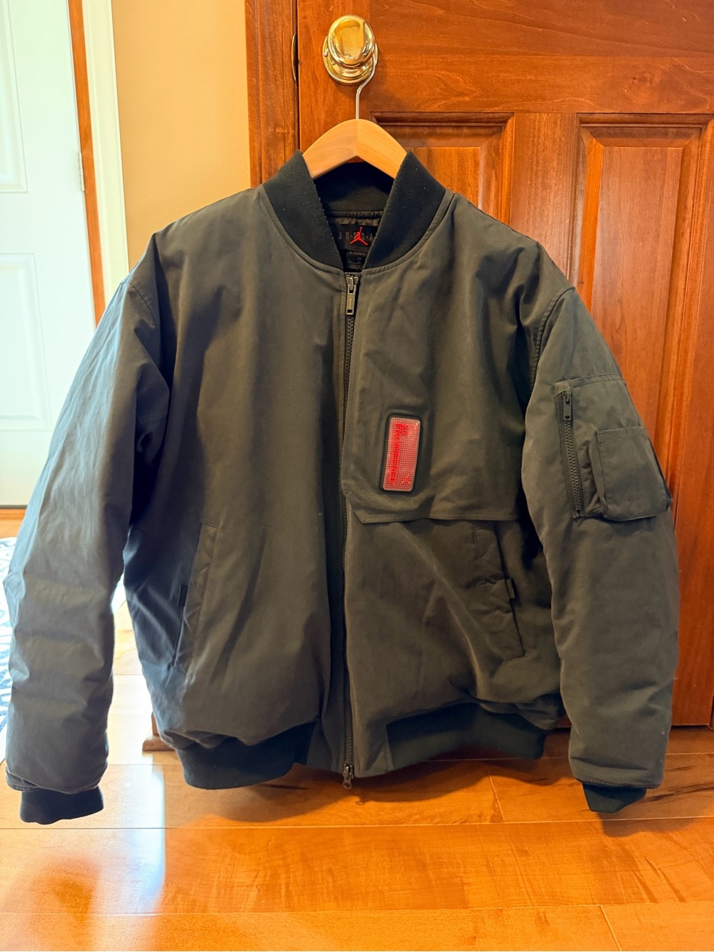 Jordan Black Bomber Jacket with Red Patch